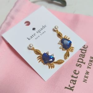 NWT Kate Spade Claws Out Blue Crab Summer Drop Earrings